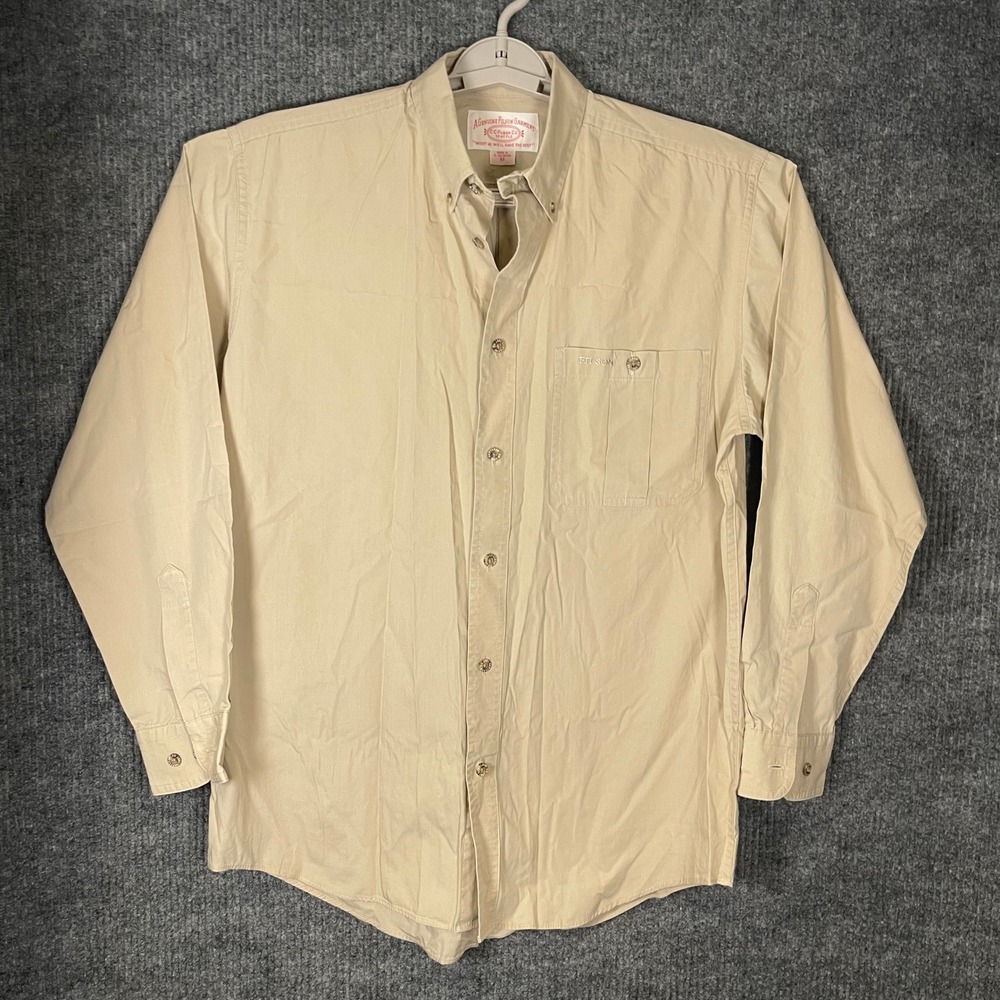 Filson Shirt Mens Medium Beige Cotton Button Up Long Sleeve Utility Workwear